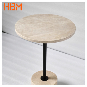 北欧石灰石轻奢现代简约磨光咖啡色大理石小圆桌别墅餐桌 - Product Image 6