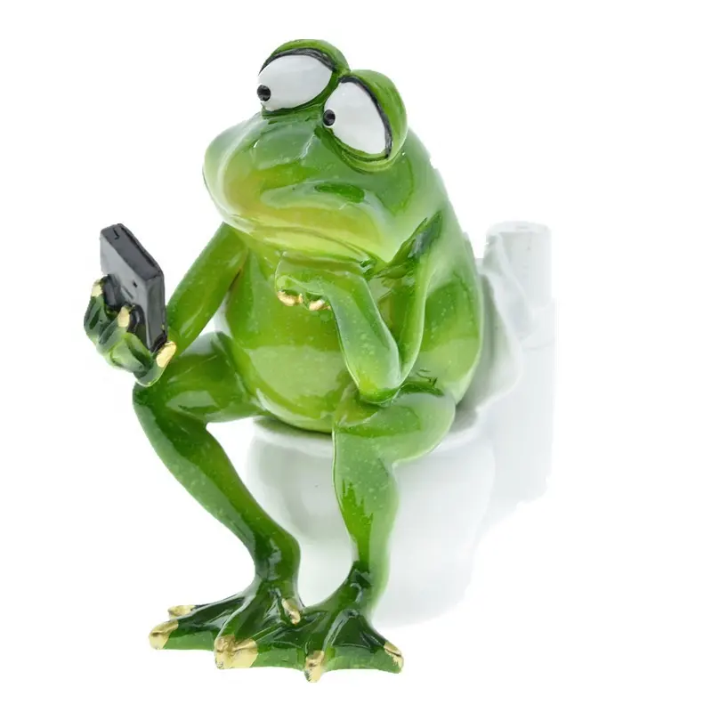 Creative Nordic Garden Frog Statue Home Decoration Sitting on the Toilet Lying in the Bathtub Selfie Frog figurine furnishing