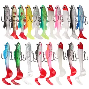 ZHUO RUN vente en gros 80mm 12g leurre de pêche tête de gabarit appât souple T queue Wobbler carpe basse appât en caoutchouc artificiel