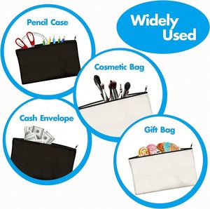 Diy Craft <b>Makeup</b> Toiletries Stationery Storage Pencil <b>Case</b> Zipper Canvas White Black Blank Cosmetic Bag - Product Image 4