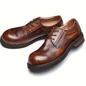 Chaussures décontractées XuanWu A603 2026 rétro britanniques faites à la main en cuir véritable à motif léopard, isolantes et désodorisantes - Product Image 5