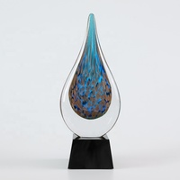 Verre d'art en forme de goutte d'eau, soufflé à la main, technique de sablage, design personnalisé de haute qualité, cadeau d'affaires, origine américaine, prix