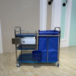 Rumah Sakit baja nirkarat tiga lapisan troli limbah medis dengan roda untuk membersihkan dan kotor transportasi <span class=keywords><strong>Linen</strong></span> - Product Image 6