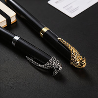 Nouveau stylo bille créatif à tête d'aigle en relief, personnalisable avec logo, pour bureau, papeterie rotative, cadeau, animal, encre dorée et argentée