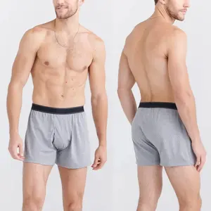 Cuecas boxer masculinas de cintura alta 100% algodão, roupa íntima estilo solta e fina, boxer respirável