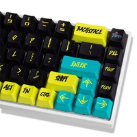 Black/Pink Cyberpunk Keycaps 129 Keys Cherry Profile PBT Sublimation for MX Switch 68/84/87/96/98/104/108 Mechanical Keyboard