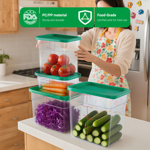 Nhà máy thương mại PC PP nhựa Polycarbonate vuông thực phẩm lưu trữ bin hộp thực phẩm lưu trữ <span class=keywords><strong>container</strong></span> cho nhà hàng nhà bếp - Product Image 2