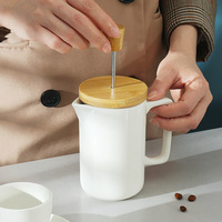 Cafetière Moka en céramique avec couvercle, vente en gros, design simple, épaissi, irrégulier, moderne et minimaliste