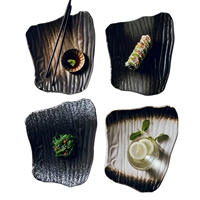 Plateau à sushi en céramique japonaise irrégulière personnalisé BAMBUS, plateau à sashimi, plateau à steak, vaisselle de restaurant, adapté pour les hôtels, les fêtes, les mariages