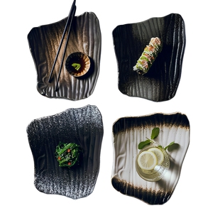 BAMBUS Bandeja <span class=keywords><strong>de</strong></span> Cerámica Japonesa Irregular Personalizada para Sushi, Bandeja para Sashimi y Filetes, <span class=keywords><strong>Vajilla</strong></span> para <span class=keywords><strong>Restaurante</strong></span>, Apta para Hoteles, Fiestas y Bodas - Product Image 4