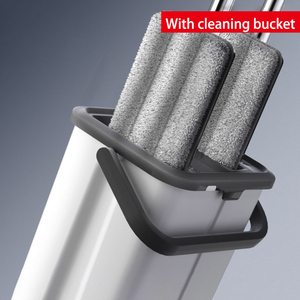 Mains libres lavage sec et humide séparation auto-essorage 360 vadrouille plate microfibre sol toilette nettoyage vadrouille ensemble avec seau - Product Image 2