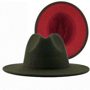 Sombreros Fedora de Fieltro de Lana con Base Roja, Sombrero Fedora de Dos Tonos para Invierno, para Mujer - Product Image 2