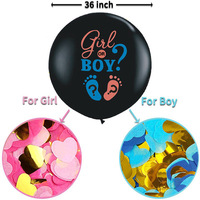 Ballon noir de 36 pouces pour révéler le sexe, ballons confettis avec confettis roses et bleus