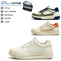 Chaussures de skate rétro pour hommes, à blocs de couleur, personnalisées, en toile tricotée et matériaux mixtes, à lacets, basses, à plateforme épaisse, baskets décontractées