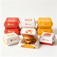 Boîte à hamburger en papier blanc écologique, résistante, fabriquée à partir de matériaux recyclés biodégradables, avec logo personnalisé, motif résistant à l'huile, directement de l'usine