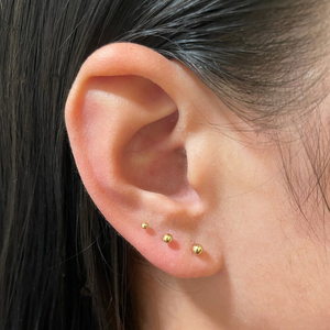CANNER 2/3/4mm 3Pcs/Set Boucles d'oreilles simples classiques petites boules pour femmes et filles Mini clous d'oreilles en argent sterling S925 18K - Product Image 5