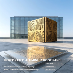 Panneau de toiture en aluminium perforé, tôle de façade découpée au laser, revêtement métallique décoratif pour toiture et extérieur de bâtiment - Product Image 1
