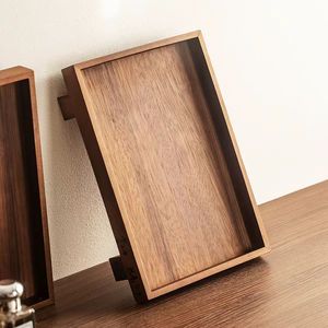 Solid Wood Tray Rectangle Varnished Multifunction Storage Living Room Coffee Table <b>Desktop</b> <b>Shelf</b> Jewelry Key Organizer - Product Image 4