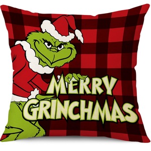 2023 decorazione natalizia <span class=keywords><strong>Grinch</strong></span> 100% fodera per cuscino in poliestere 45*45 federa per la vigilia di natale - Product Image 2