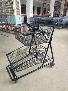 MOQ 50 יחידות טכניבלט 5640 עגלת קניות דו-קומתית, גלגלי PU 5 אינץ' צבועים באבקה בסגנון אמריקאי עגלת סופרמרקט דו-קומתית - Product Image 3