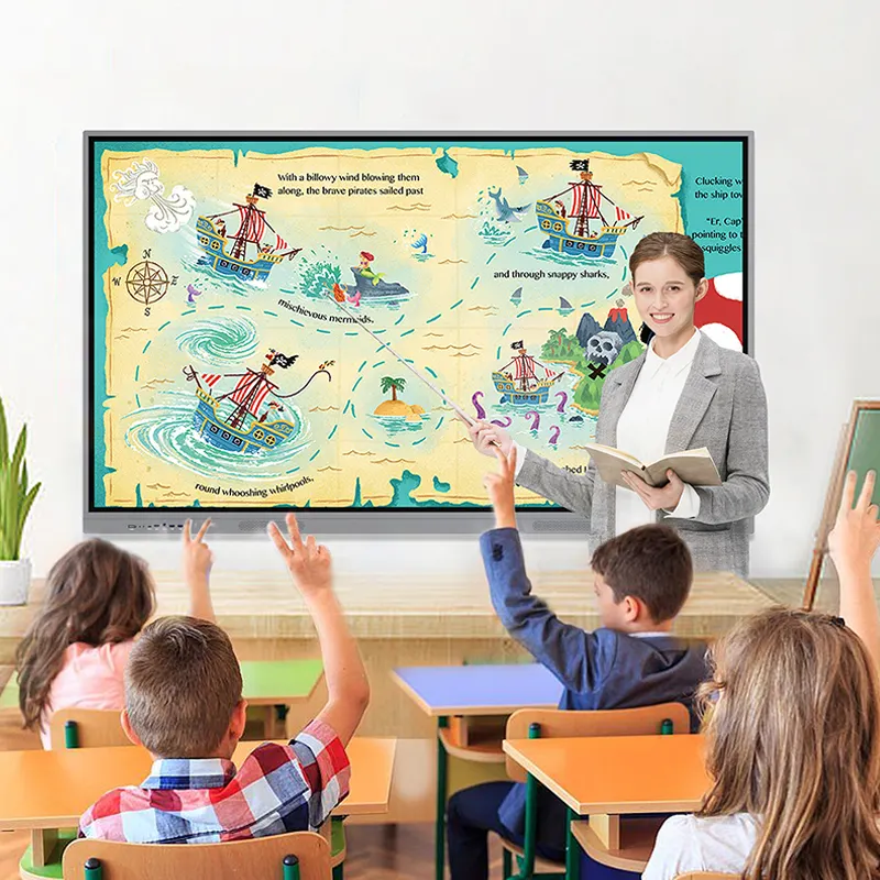 GHOT Factory Commercial Medical Conference Remote Video Smart Touch Flat Panel Anti-glare 55 65 75-inch Interact Whiteboard