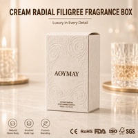 Boîte de parfum rigide de luxe blanche gaufrée à motif filigrané radial, avec logo en feuille d'or, emballage personnalisé vide pour flacon de parfum 100 ml