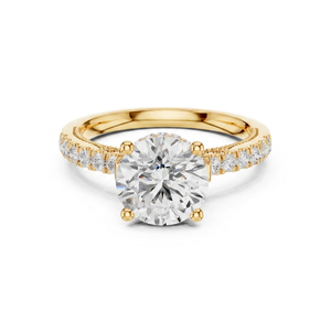 IGI Certified Classic 1.5 CT Brilliant Cut Lab Grown Diamond Solitaire <b>Ring</b> Side Stones 14K Rose Gold Women's Engagement Wedding - Product Image 2