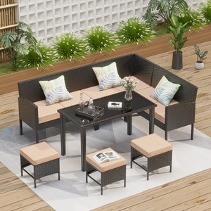 Juego de muebles de patio Cojín de asiento suave y elástico extraíble Sofás seccionales para exteriores con juego de conversación - Product Image 3