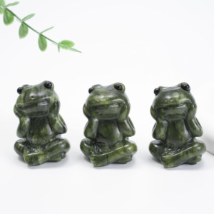 Venta al por mayor de adornos de rana de jade natural Xiu, tallado artesanal de cristal, piedra curativa, decoración para el hogar, regalo - Product Image 6