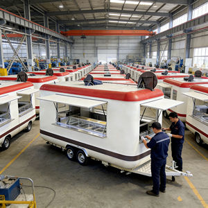 <b>Red</b> and White Retro Square Box Mobile Food Cart with Dual Wheels for Factory and Event Food Vending - Product Image 3