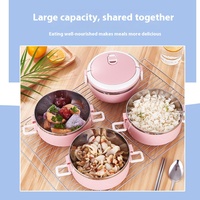 Boîte à lunch moderne multi-niveaux en acier inoxydable - Étanche, réutilisable, portable avec ustensiles en acier inoxydable pour la maison, le bureau, l'hôtel