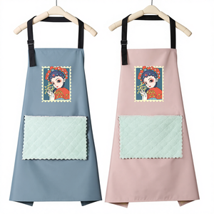 <span class=keywords><strong>Tablier</strong></span> sans manches rond, lavable, impression <span class=keywords><strong>de</strong></span> logo, cuisine domestique, imperméable, anti-huile, moderne, simple, tendance pour femmes - Product Image 1