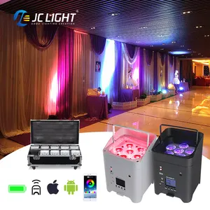 Jc 6*18W không dây uplights rgbwa UV 6in1 pin không dây uplight Battery Powered LED mệnh có thể uplight Đèn sân khấu cho đám cưới