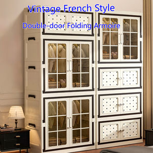 Tragbarer klappbarer Aufbewahrung schrank im Cremestil Einfach zu verwendende Aufbewahrung sbox für Kleidung für Wohnzimmer und Schlafzimmer - Product Image 4