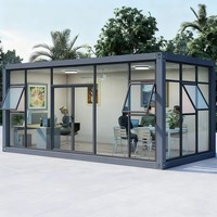 Casa Contenedor Modular Transpirable con Vidrio y Ventanas, Diseño Moderno para Oficina, Villa, Taller, Cafetería