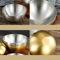 Ensemble de bols à salade et à soupe en acier inoxydable doré de grande taille pour la restauration et la maison