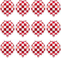 Ballons en aluminium à motif d'échiquier de 18 pouces, 12 pièces, noir et blanc, pour décoration de fête sur le thème de la course, rouge et jaune