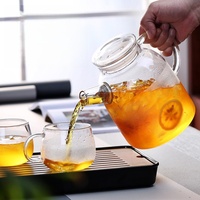 Bouteille d'eau froide en verre borosilicate résistant aux hautes températures Daxin grande capacité, théière à fleurs, design moderne et simple avec couvercle