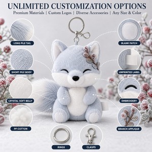 Porte-clés en peluche personnalisé <span class=keywords><strong>Renard</strong></span> des neiges, jouet doux saisonnier, service de personnalisation, emballage vierge, OEM ODM, cadeaux promotionnels de Noël - Product Image 4