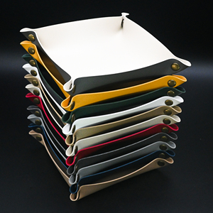 En stock, <span class=keywords><strong>plateau</strong></span> de rangement carré pliable à double face en similicuir, petit format, pour la décoration de la maison - Product Image 5
