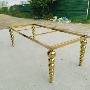 Factory New Hotel Hall Furniture Luxury Gold Stainless Steel Rectangular Glass Wedding Dining <b>Tables</b> And Chairs - Product Image 5