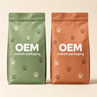 Sacs d'emballage personnalisés pour aliments pour chats et chiens de 1 kg, 5 kg, 10 kg, 15 kg, 20 kg, pochettes verticales à fond plat avec fermeture éclair