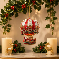 Ornement mural plat en acrylique HQ avec ballon à air chaud et Père Noël pour la décoration de la chambre et du salon, cadeau de Noël