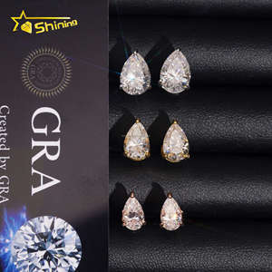 Số lượng lớn Chứng Khoán GRA giấy chứng nhận vượt qua Kim Cương Tester giá bán buôn Pear moissanite Iced ra 925 Bạc Stud Bông tai vít trở lại - Product Image 2