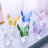 Figurine de papillon volant personnalisée en verre taillé cristal avec des ailes colorées, base de boule, décorations de table, thème animal