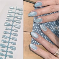 Faux ongles français personnalisables XS/S/M, 30 pièces/rangée, forme amande courte, couleur unie, à presser, fournisseur d'ongles artificiels