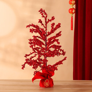 Arbre artificiel de sureaux rouges, décoration du Nouvel An chinois, ornement d'intérieur pour salon - Product Image 4