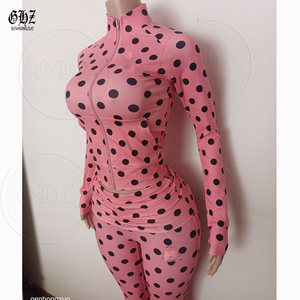 Mono de verano para mujer, con estampado de lunares personalizado, cremallera, para gimnasio, de una pieza - Product Image 6