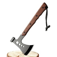 Hache de camping multifonctionnelle pour l'extérieur, hache à manche en teck, marteau multi-outils, piquet de tente en acier inoxydable, outil de survie portable