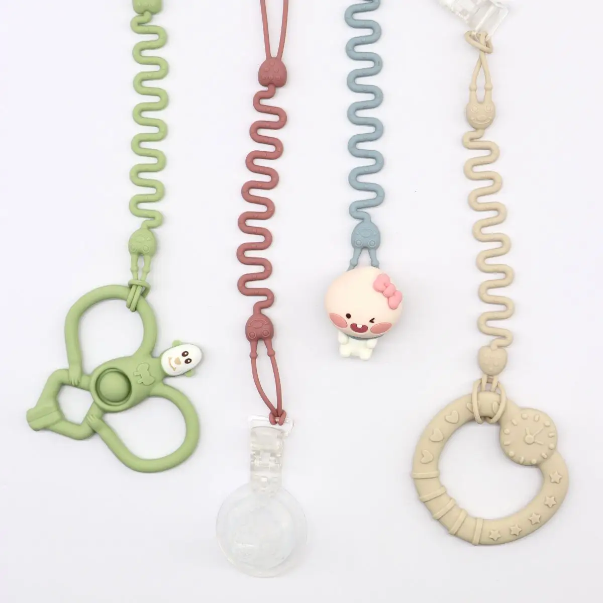 Custom Silicone Baby Pacifier Clip Holder Chain Anti-drop Cartoon Teething Toy Strap Baby Pacifier Holder Chain for Baby